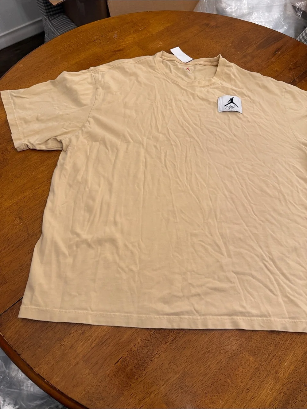 Jordan Men’s Beige Short-Sleeve T-Shirt with Jumpman Patch xxl